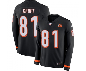Nike Bengals #81 Tyler Kroft Black Team Color Men's Stitched NFL Limited Therma Long Sleeve Jersey