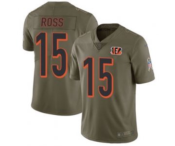 Nike Cincinnati Bengals #15 John Ross Olive Men's Stitched NFL Limited 2017 Salute To Service Jersey