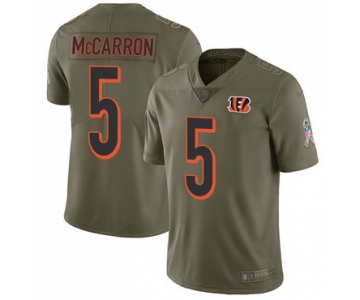 Nike Cincinnati Bengals #5 AJ McCarron Olive Men's Stitched NFL Limited 2017 Salute To Service Jersey