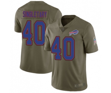 Bills #40 Devin Singletary Olive Men's Stitched Football Limited 2017 Salute To Service Jersey