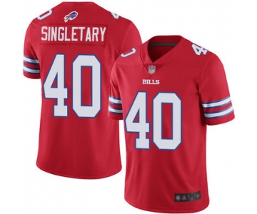 Bills #40 Devin Singletary Red Men's Stitched Football Limited Rush Jersey