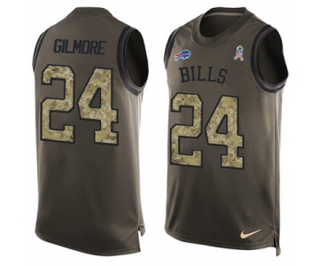 Men's Buffalo Bills #24 Stephon Gilmore Green Salute to Service Hot Pressing Player Name & Number Nike NFL Tank Top Jersey