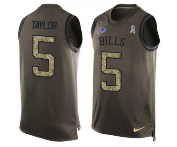 Men's Buffalo Bills #5 Tyrod Taylor Green Salute to Service Hot Pressing Player Name & Number Nike NFL Tank Top Jersey