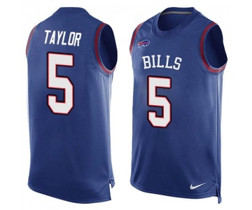 Men's Buffalo Bills #5 Tyrod Taylor Royal Blue Hot Pressing Player Name & Number Nike NFL Tank Top Jersey