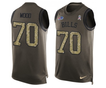 Men's Buffalo Bills #70 Eric Wood Green Salute to Service Hot Pressing Player Name & Number Nike NFL Tank Top Jersey