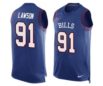 Men's Buffalo Bills #91 Manny Lawson Royal Blue Hot Pressing Player Name & Number Nike NFL Tank Top Jersey