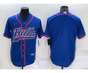 Men's Buffalo Bills Blank Blue Stitched MLB Cool Base Nike Baseball Jersey