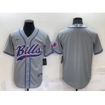 Men's Buffalo Bills Blank Grey Stitched MLB Cool Base Nike Baseball Jersey