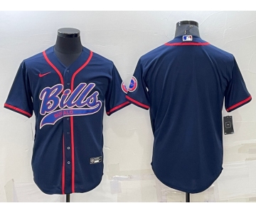 Men's Buffalo Bills Blank Navy Blue Stitched MLB Cool Base Nike Baseball Jersey