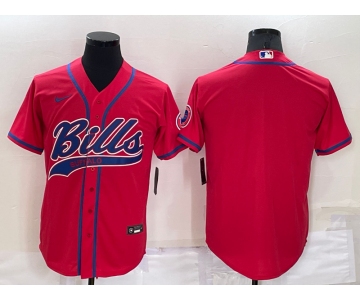 Men's Buffalo Bills Blank Red Stitched MLB Cool Base Nike Baseball Jersey