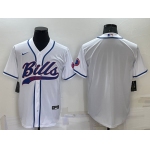Men's Buffalo Bills Blank White Stitched MLB Cool Base Nike Baseball Jersey