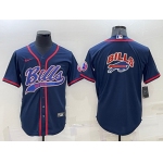 Men's Buffalo Bills Royal Team Big Logo With Patch Cool Base Stitched Baseball Jersey