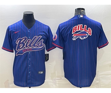 Men's Buffalo Bills Team Big Logo With Patch Cool Base Stitched Baseball Jersey