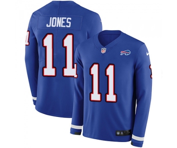Nike Bills #11 Zay Jones Royal Blue Team Color Men's Stitched NFL Limited Therma Long Sleeve Jersey