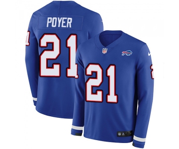 Nike Bills #21 Jordan Poyer Royal Blue Team Color Men's Stitched NFL Limited Therma Long Sleeve Jersey