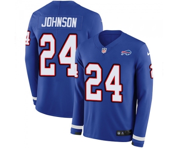Nike Bills #24 Taron Johnson Royal Blue Team Color Men's Stitched NFL Limited Therma Long Sleeve Jersey