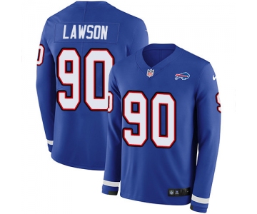 Nike Bills #90 Shaq Lawson Royal Blue Team Color Men's Stitched NFL Limited Therma Long Sleeve Jersey
