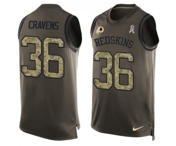 Mens Nike Washington Redskins #36 Su'a Cravens Green Salute to Service Hot Pressing Player Name & Number Nike NFL Tank Top Jersey