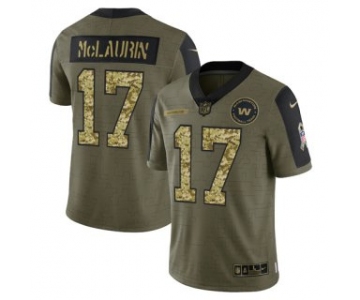 Men's Olive Washington Football Team #17 Terry McLaurin 2021 Camo Salute To Service Limited Stitched Jersey-8344