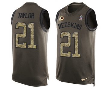 Men's Washington Redskins #21 Sean Taylor Green Salute to Service Hot Pressing Player Name & Number Nike NFL Tank Top Jersey