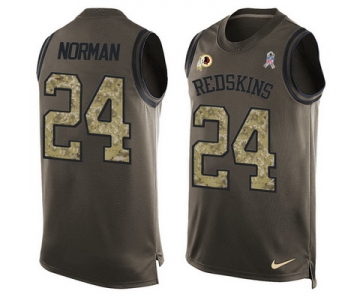Men's Washington Redskins #24 Josh Norman Green Salute to Service Hot Pressing Player Name & Number Nike NFL Tank Top Jersey