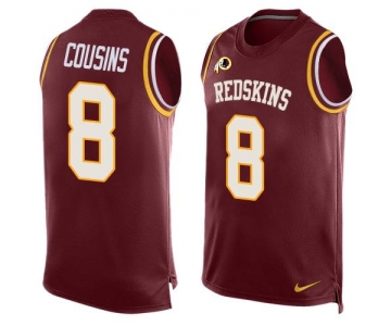 Men's Washington Redskins #8 Kirk Cousins Burgundy Red Hot Pressing Player Name & Number Nike NFL Tank Top Jersey