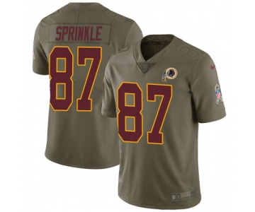 Men's Washington Redskins #87 Jeremy Sprinkle Limited Salute to Service Green Nike Jersey