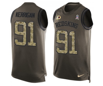Men's Washington Redskins #91 Ryan Kerrigan Green Salute to Service Hot Pressing Player Name & Number Nike NFL Tank Top Jersey