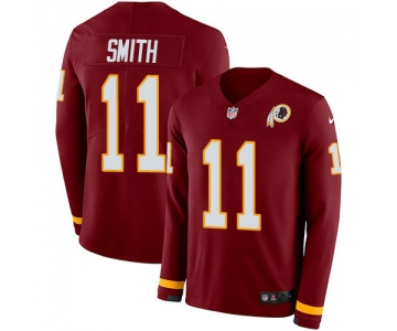 Nike Redskins #11 Alex Smith Burgundy Red Team Color Men's Stitched NFL Limited Therma Long Sleeve Jersey