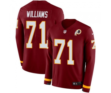 Nike Redskins #71 Trent Williams Burgundy Red Team Color Men's Stitched NFL Limited Therma Long Sleeve Jersey