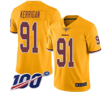 Nike Redskins #91 Ryan Kerrigan Gold Men's Stitched NFL Limited Rush 100th Season Jersey