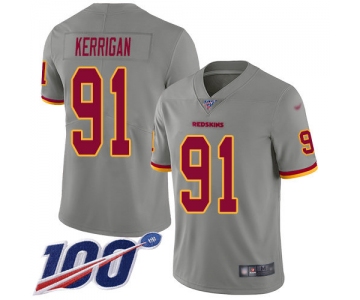 Nike Redskins #91 Ryan Kerrigan Gray Men's Stitched NFL Limited Inverted Legend 100th Season Jersey