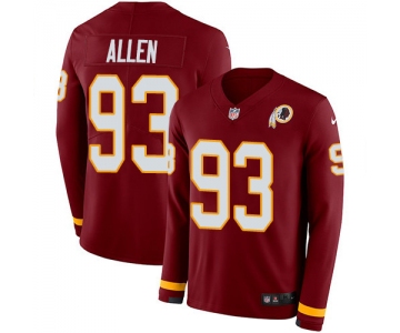 Nike Redskins #93 Jonathan Allen Burgundy Red Team Color Men's Stitched NFL Limited Therma Long Sleeve Jersey