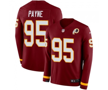 Nike Redskins #95 Da'Ron Payne Burgundy Red Team Color Men's Stitched NFL Limited Therma Long Sleeve Jersey