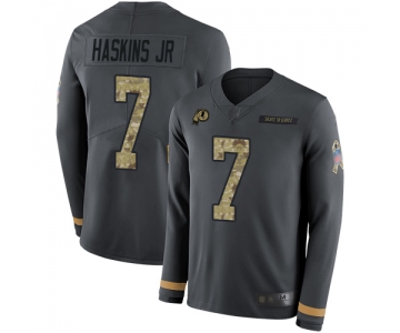 Redskins #7 Dwayne Haskins Jr Anthracite Salute to Service Men's Stitched Football Limited Therma Long Sleeve Jersey