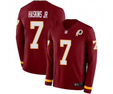 Redskins #7 Dwayne Haskins Jr Burgundy Red Team Color Men's Stitched Football Limited Therma Long Sleeve Jersey