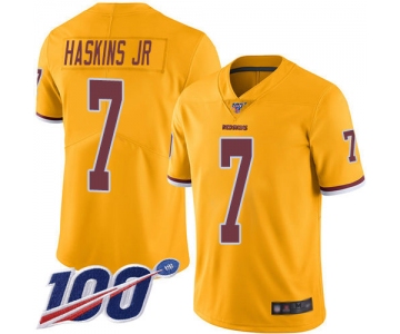 Redskins #7 Dwayne Haskins Jr Gold Men's Stitched Football Limited Rush 100th Season Jersey