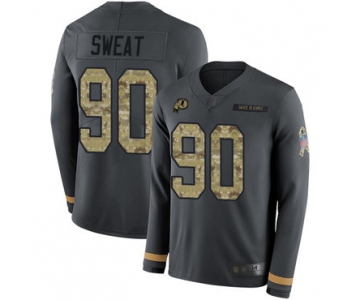 Redskins #90 Montez Sweat Anthracite Salute to Service Men's Stitched Football Limited Therma Long Sleeve Jersey