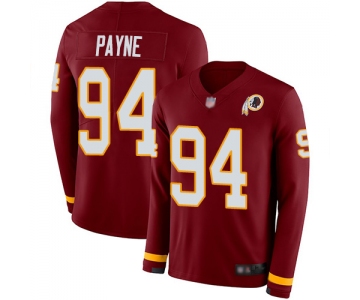 Redskins #94 Da'Ron Payne Burgundy Red Team Color Men's Stitched Football Limited Therma Long Sleeve Jersey