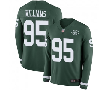 Jets #95 Quinnen Williams Green Team Color Men's Stitched Football Limited Therma Long Sleeve Jersey