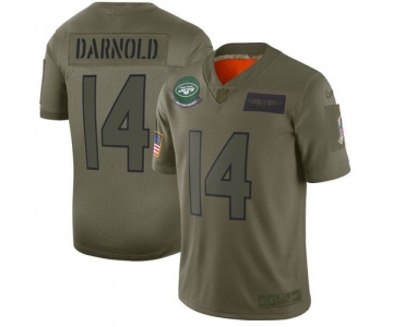 Men New York Jets 14 Darnold Green Nike Olive Salute To Service Limited NFL Jerseys