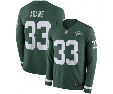 Men Nike New York Jets 33 Chris Ivory Green Therma Long Sleeve Jersey