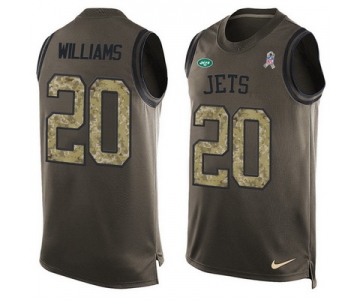 Men's New York Jets #20 Marcus Williams Green Salute to Service Hot Pressing Player Name & Number Nike NFL Tank Top Jersey