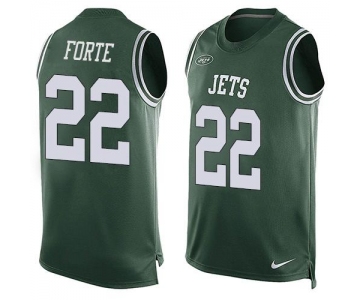 Men's New York Jets #22 Matt Forte Green Hot Pressing Player Name & Number Nike NFL Tank Top Jersey