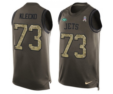 Men's New York Jets #73 Joe Klecko Green Salute to Service Hot Pressing Player Name & Number Nike NFL Tank Top Jersey