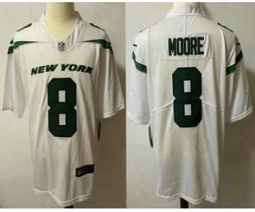 Men's New York Jets #8 Elijah Moore White 2021 Vapor Untouchable Stitched NFL Nike Limited Jersey