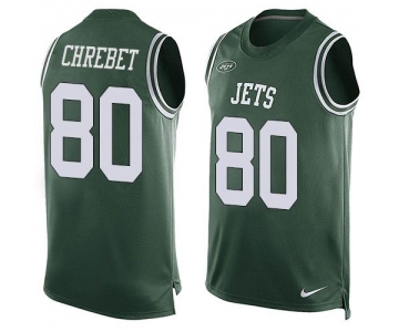 Men's New York Jets #80 Wayne Chrebet Green Hot Pressing Player Name & Number Nike NFL Tank Top Jersey