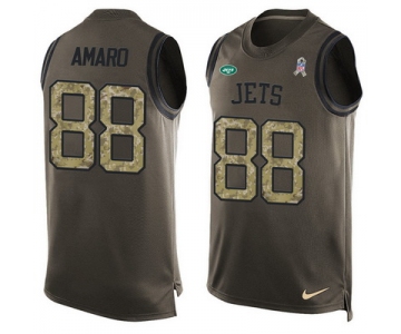 Men's New York Jets #88 Jace Amaro Green Salute to Service Hot Pressing Player Name & Number Nike NFL Tank Top Jersey