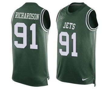 Men's New York Jets #91 Sheldon Richardson Green Hot Pressing Player Name & Number Nike NFL Tank Top Jersey