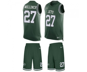 Nike Jets #27 Dee Milliner Green Team Color Men's Stitched NFL Limited Tank Top Suit Jersey